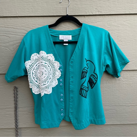 Upcycled patchwork block print top - Picture 6 of 6